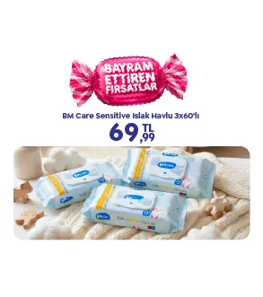 BM CARE BEBEK TEMİZLEME PAMUĞU 60'LI 
