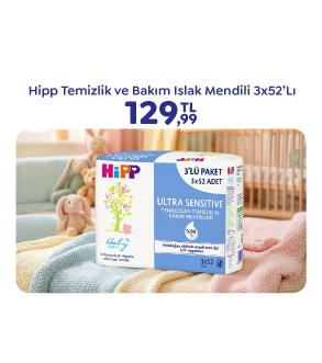 HİPP ULTRA SENSİTİVE YENİDOĞAN TEMZİLİK VE BAKIM ISLAK MENDİL 3*52 