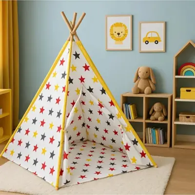 Ahşap Kızılderili Oyun Çadırı Stars