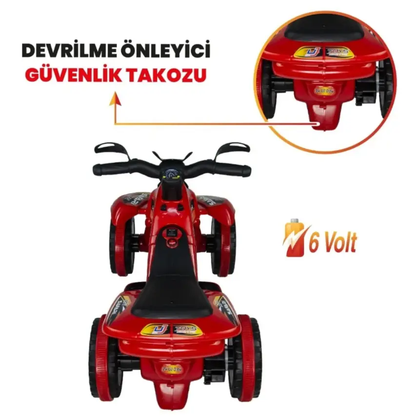Akülü Atv Müzikli ve Led Işıklı 6V Safari Kırmızı - 5