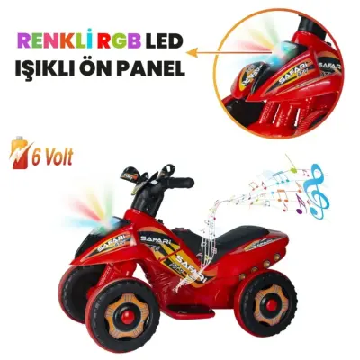 Akülü Atv Müzikli ve Led Işıklı 6V Safari Kırmızı - 6