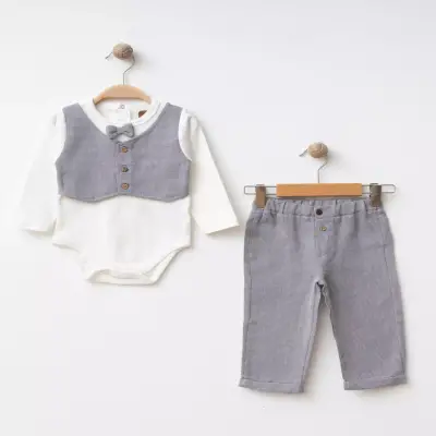 Albimini 2li Takım Yelekli Gri