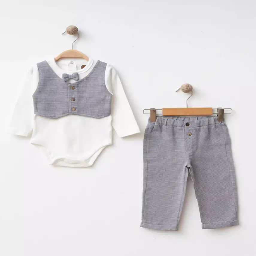 Albimini 2li Takım Yelekli Gri - 1