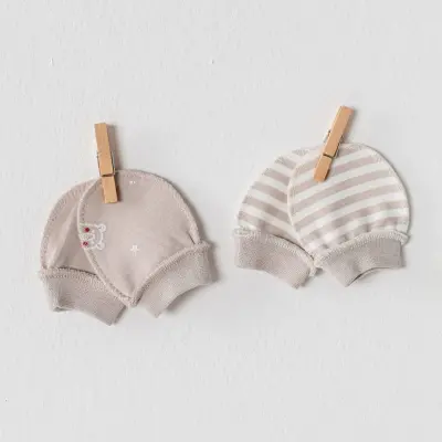 Andy Wawa Erkek Eldiven 2li Oorganik Baby Bej