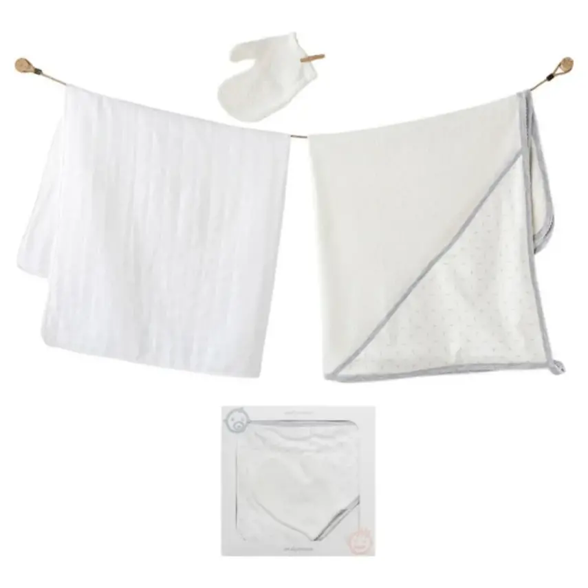 Andy Wawa Erkek Havlu Takımı 3lü Müslin Beyaz - 1