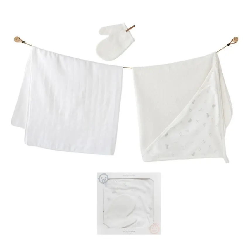 Andy Wawa Erkek Havlu Takımı 3lü Müslin Ekru - 1