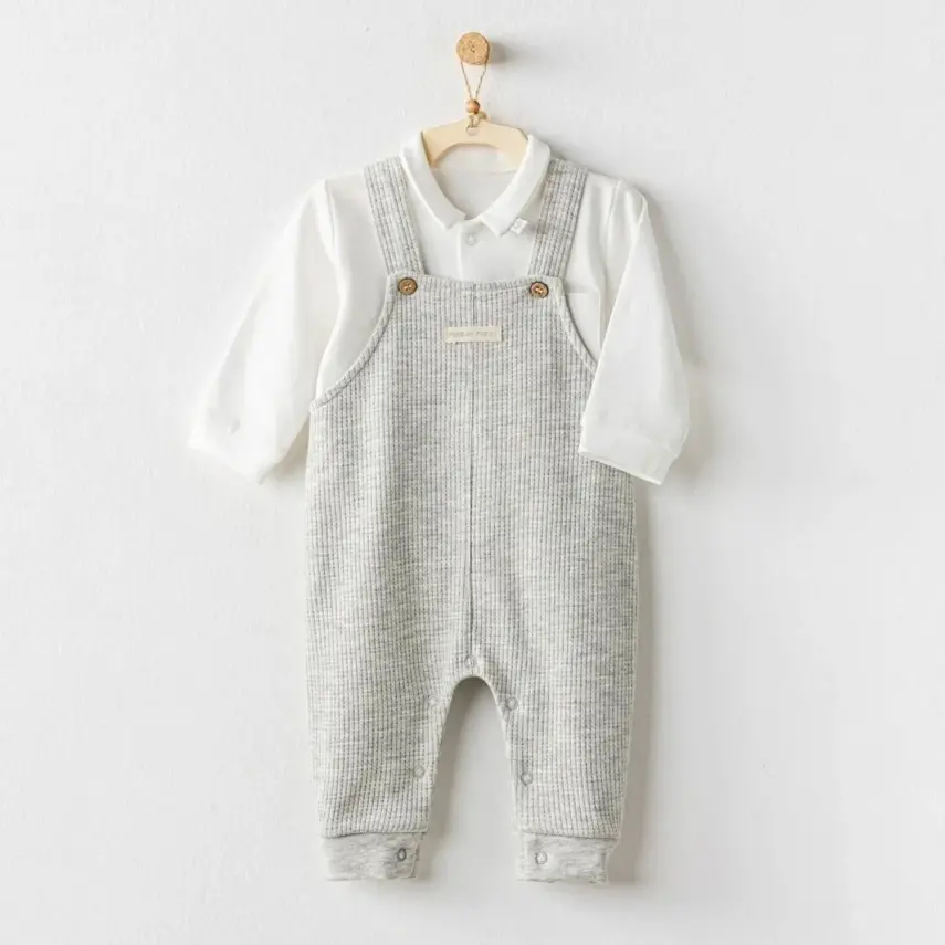 Andy Wawa Erkek Salopet Takımı Penguin Planet Ekru - Gri - 1