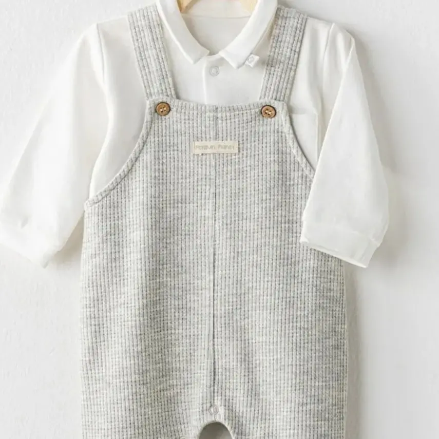 Andy Wawa Erkek Salopet Takımı Penguin Planet Ekru - Gri - 2