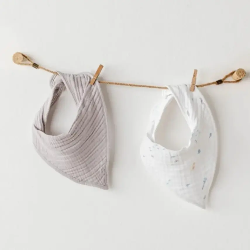 Andy Wawa Fular Önlük 2li Müslin Ocean Is My Happy Place Gri - Beyaz - 1