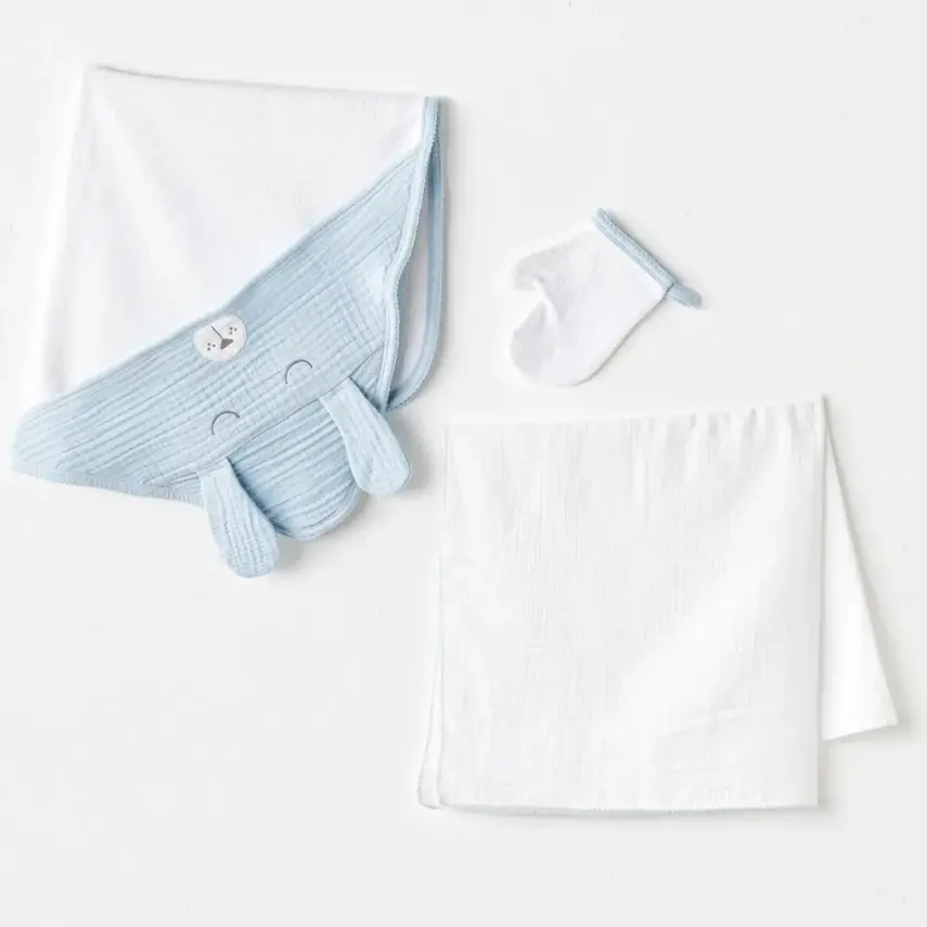 Andy Wawa Havlu Takımı 3lü Müslin Home Mavi - 1