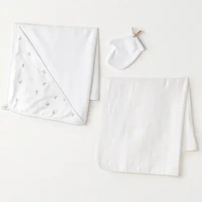 Andy Wawa Havlu Takımı 3lü Müslin Little King Beyaz