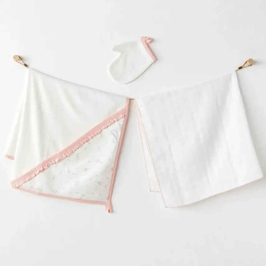 Andy Wawa Havlu Takımı 3lü Müslin Love Family Ekru - 1