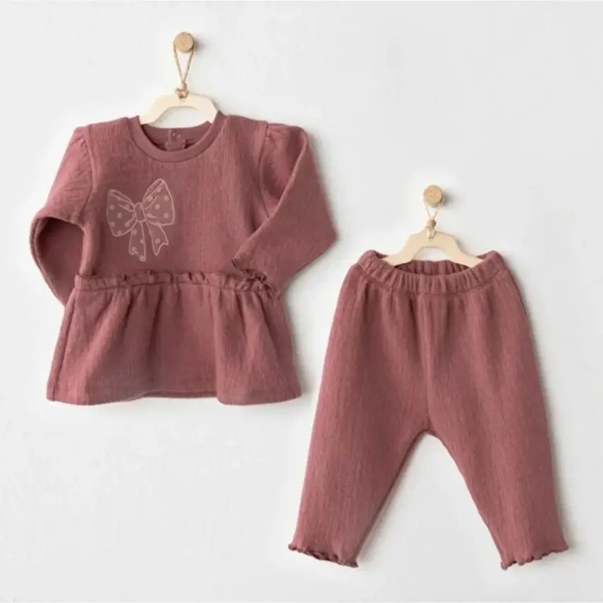 Andy Wawa Kız 2li Takım Casual Gül Kurusu - 1