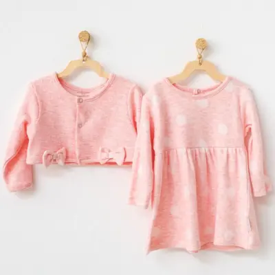 Andy Wawa Kız Elbise Bolero Takım Polka Dot Pembe - 5