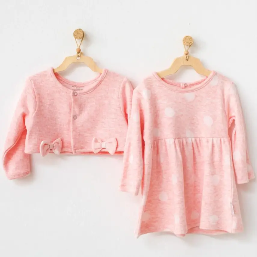 Andy Wawa Kız Elbise Bolero Takım Polka Dot Pembe - 5
