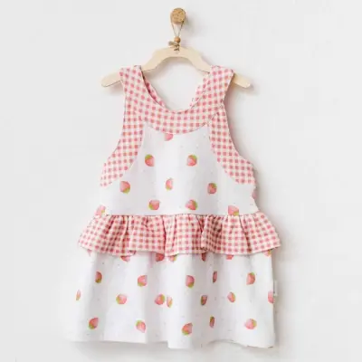 Andy Wawa Kız Elbise Strawberry Picnic Time Beyaz