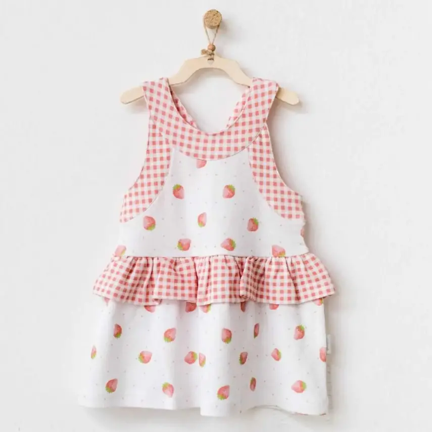 Andy Wawa Kız Elbise Strawberry Picnic Time Beyaz - 1