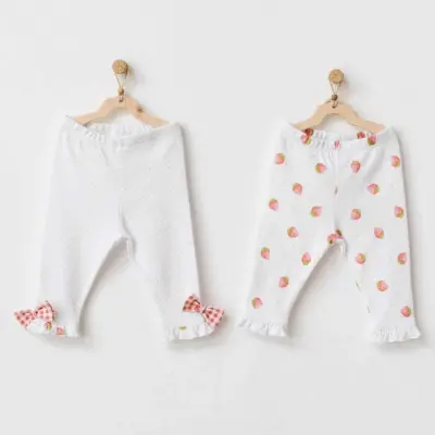 Andy Wawa Kız Pantolon 2li Strawberry Picnic Time Beyaz