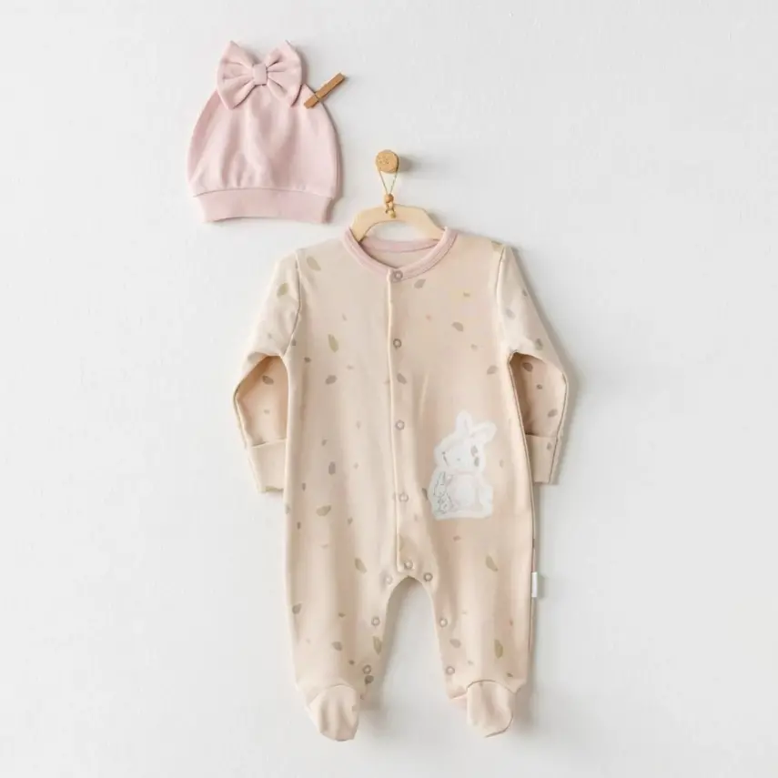Andy Wawa Kız Tulum Şapka Takım Baby Casual Bej - 1