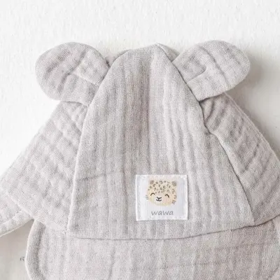 Andy Wawa Müslin Bebek Şapka Happy Animals Gri - 2