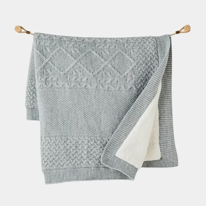 Andy Wawa Unisex Battaniye Triko 95x85cm Gri Melanj - 1