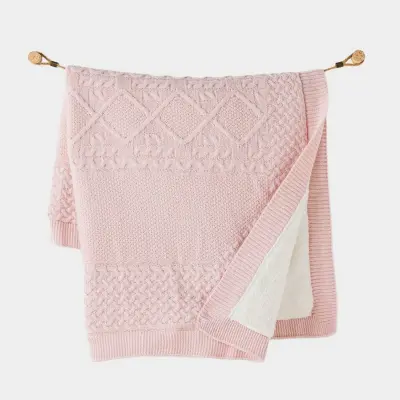 Andy Wawa Unisex Battaniye Triko 95x85cm Pembe Melanj 