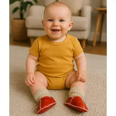 Angeltouch Kız Bebe Patik Deri Lüx Kırmızı - 2