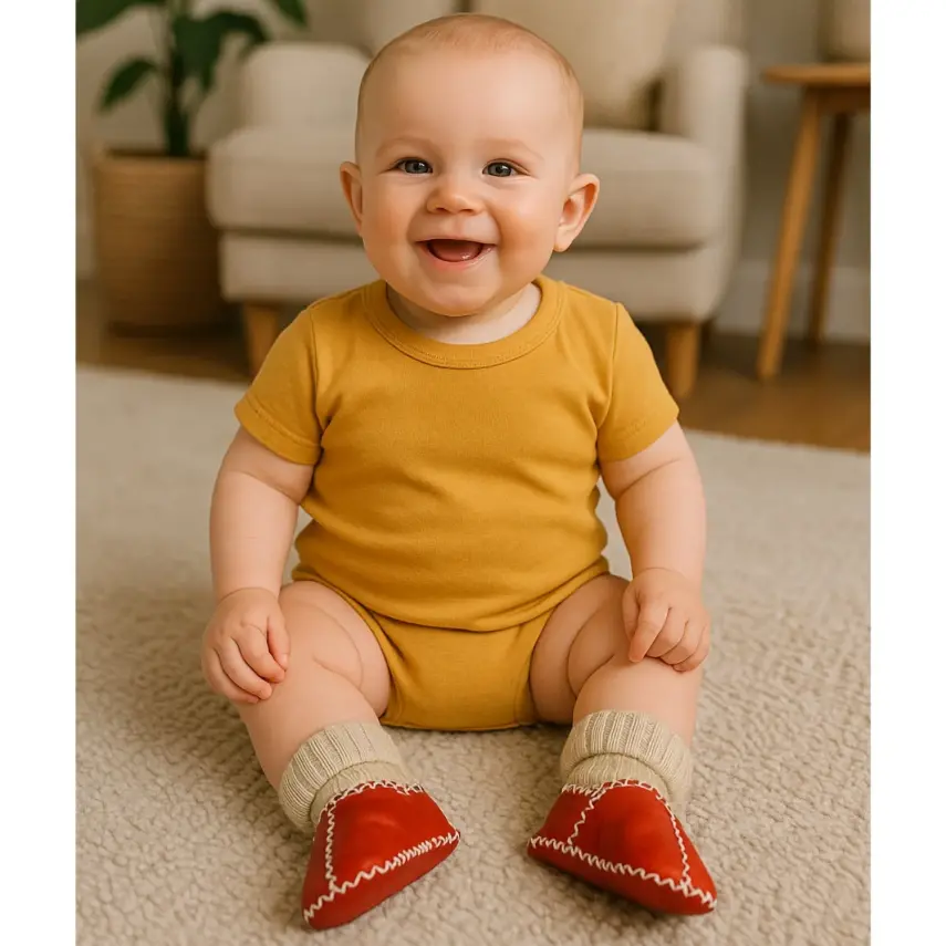 Angeltouch Kız Bebe Patik Deri Lüx Kırmızı - 2