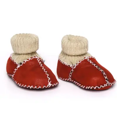 Angeltouch Kız Bebe Patik Deri Lüx Kırmızı - 4