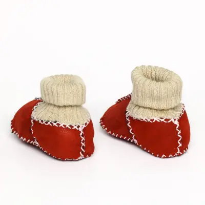 Angeltouch Kız Bebe Patik Deri Lüx Kırmızı - 5