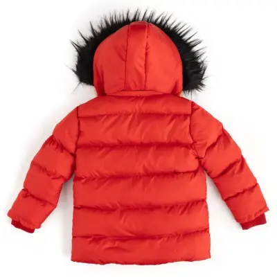 Angeltouch Kız Su Geçirmez Kaban Kare Desen Kırmızı - 4