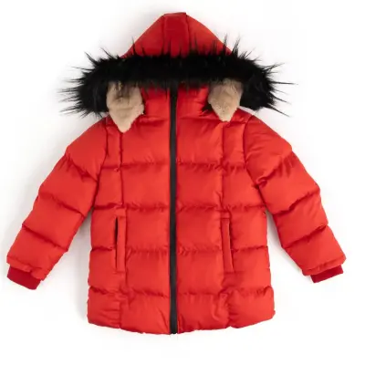 Angeltouch Kız Su Geçirmez Kaban Kare Desen Kırmızı - 5