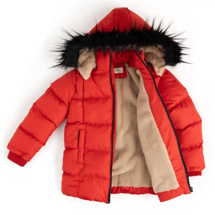 Angeltouch Kız Su Geçirmez Kaban Kare Desen Kırmızı - 1