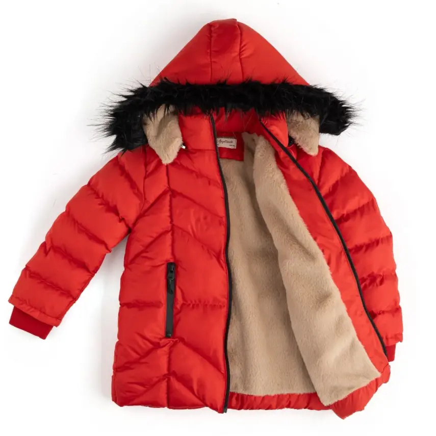 Angeltouch Kız Su Geçirmez Kaban Ters V Desen Kırmızı - 1