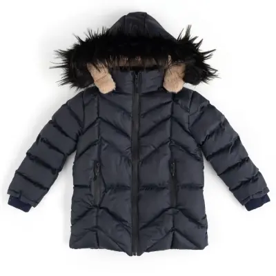 Angeltouch Kız Su Geçirmez Kaban Ters V Desen Lacivert - 3