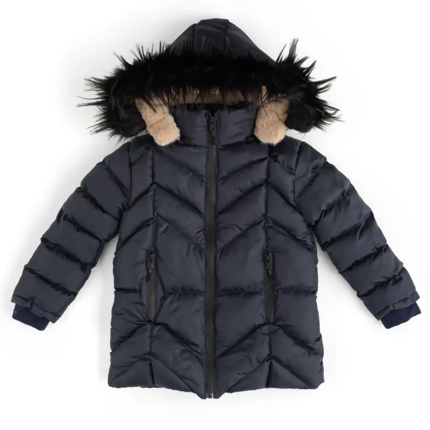 Angeltouch Kız Su Geçirmez Kaban Ters V Desen Lacivert - 3