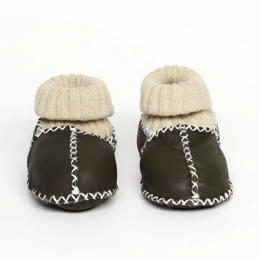 Angeltouch Unisex Bebe Patik Deri Lüx Antrasit - 6