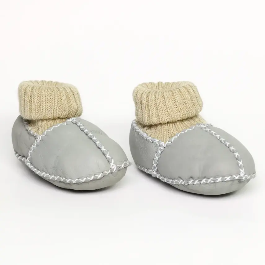 Angeltouch Unisex Bebe Patik Deri Lüx Gri - 1