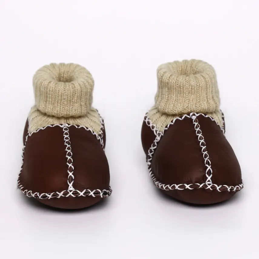 Angeltouch Unisex Bebe Patik Deri Lüx Kahverengi - 2