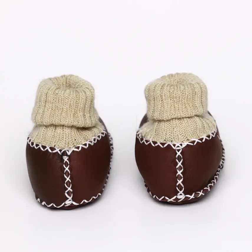 Angeltouch Unisex Bebe Patik Deri Lüx Kahverengi - 4