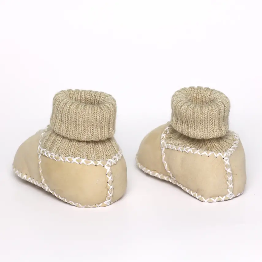 Angeltouch Unisex Bebe Patik Deri Lüx Krem - 4