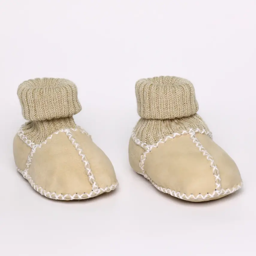 Angeltouch Unisex Bebe Patik Deri Lüx Krem - 12