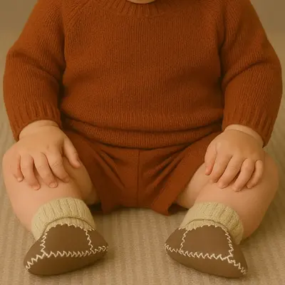 Angeltouch Unisex Bebe Patik Deri Lüx Sütlü Kahve 