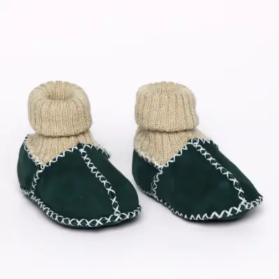 Angeltouch Unisex Bebe Patik Deri Lüx Yeşil - 5