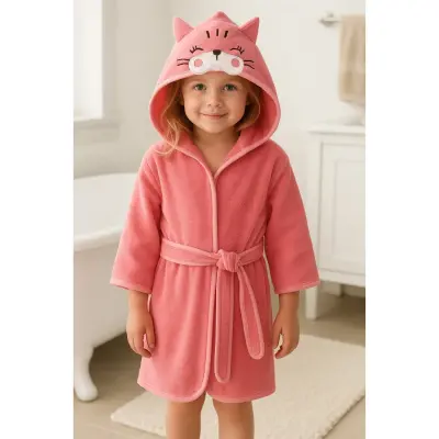 Angeltouch Unisex Bebek Bornozu Figürlü Pembe