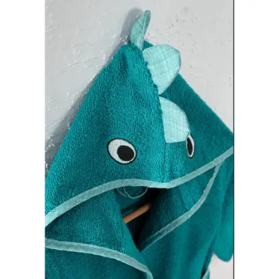 Angeltouch Unisex Bebek Bornozu Figürlü Petrol - 6