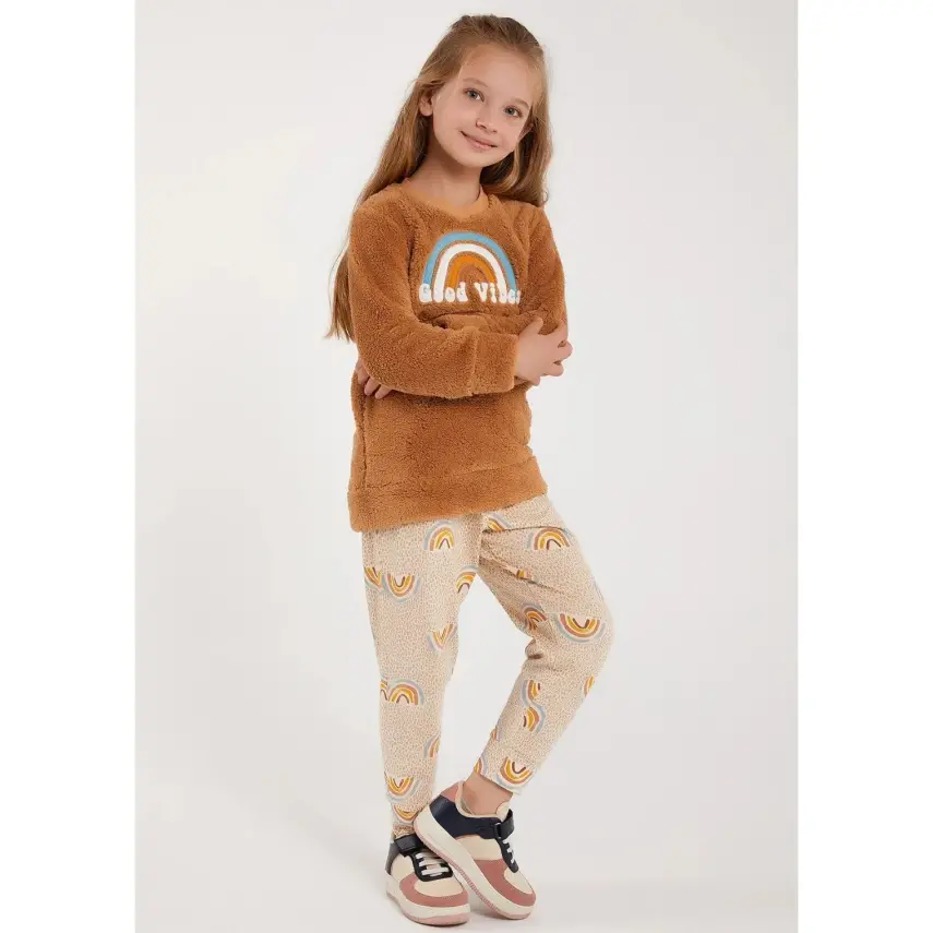 Arnetta Kız Çocuk Pijama Takımı Camel - 4