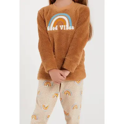 Arnetta Kız Çocuk Pijama Takımı Camel - 8