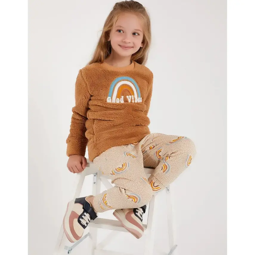 Arnetta Kız Çocuk Pijama Takımı Camel - 9