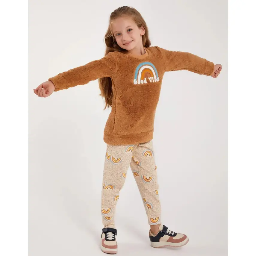 Arnetta Kız Çocuk Pijama Takımı Camel - 7